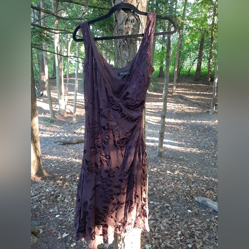 Vintage Y2K sensual brown dress with subtle florals